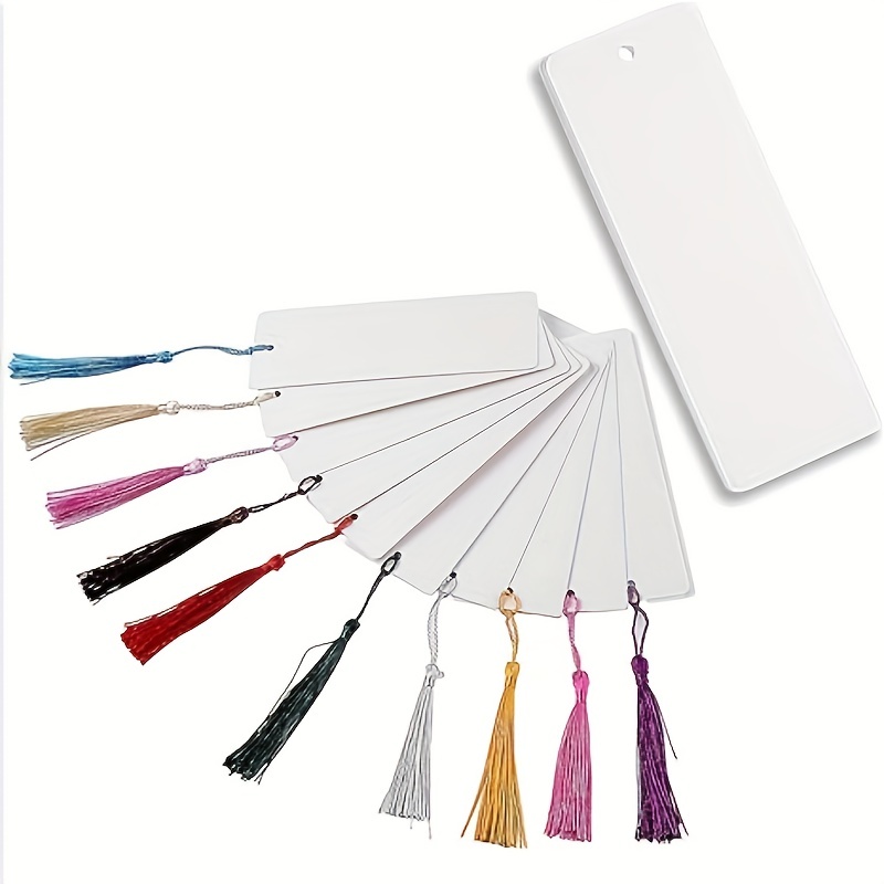35 Pieces Sublimation Blank Bookmark, Heat Transfer Sublimation Bookmarks  with Hole and 35 Pcs Colorful Tassels Graduation Gifts for DIY Bookmarks