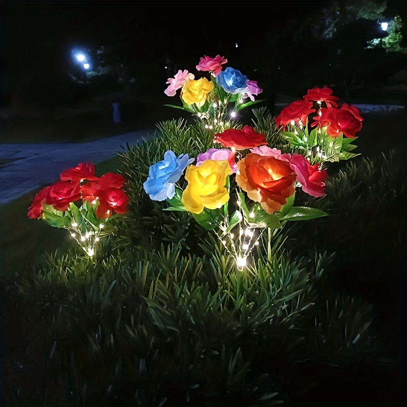 8 Stück Solar-Rosen-Blumen-Lichter, mehrfarbige LED-Solar-Garten-Blumen-Lichter,  realistische Outdoor-Blumen-Lichter, solarbetrieben, dekorative Lichter für  Garten, Terrasse, Hof, Weg, Dekoration : : Beleuchtung