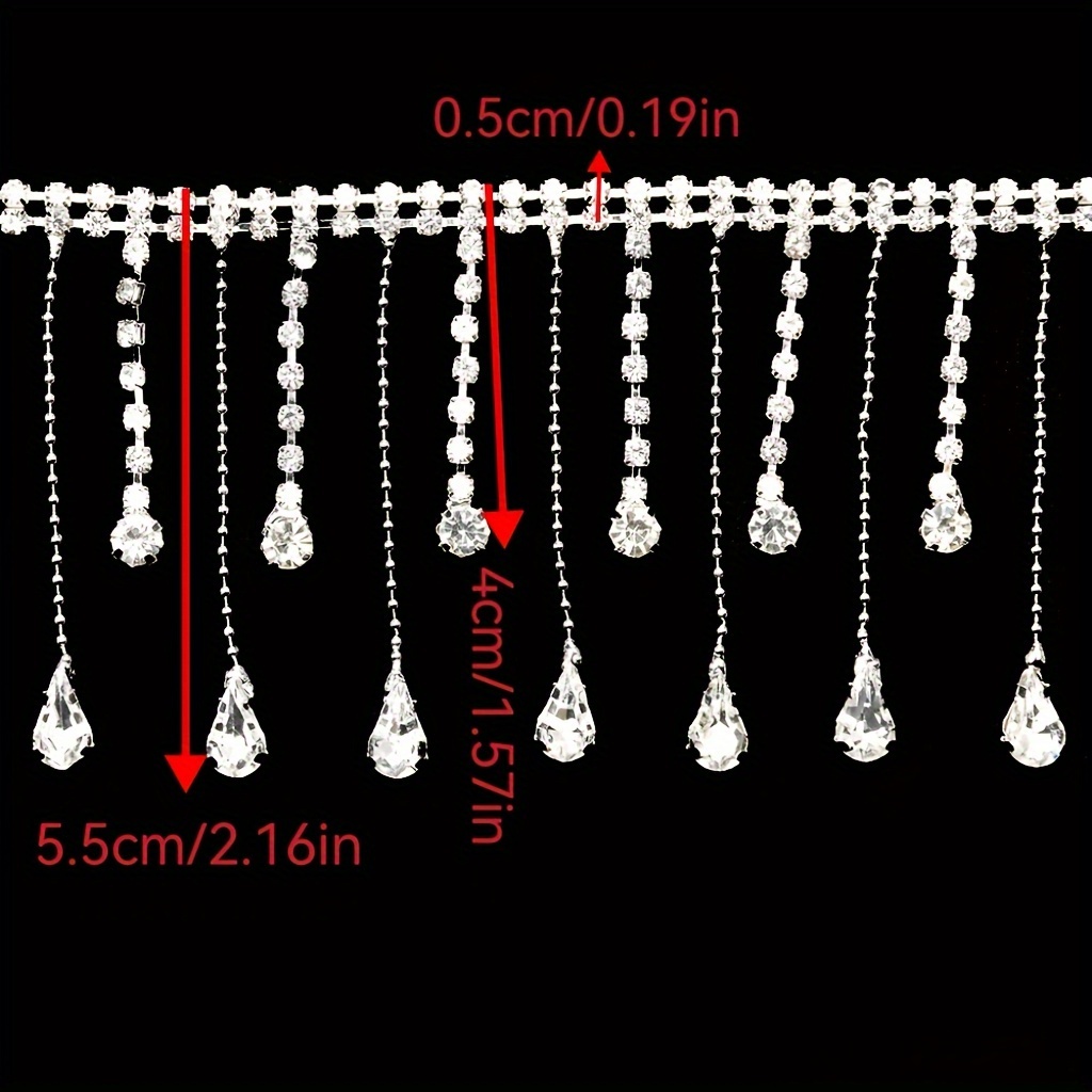 1 Yard Rhinestone Fringe Trim Crystal Tassel Chain Diamond Fringe Beaded  Fringe Ribbon Crystal Applique Trim For Sewing Crafts Wedding Bridal Dress  Party Diy Decoration - Temu United Kingdom