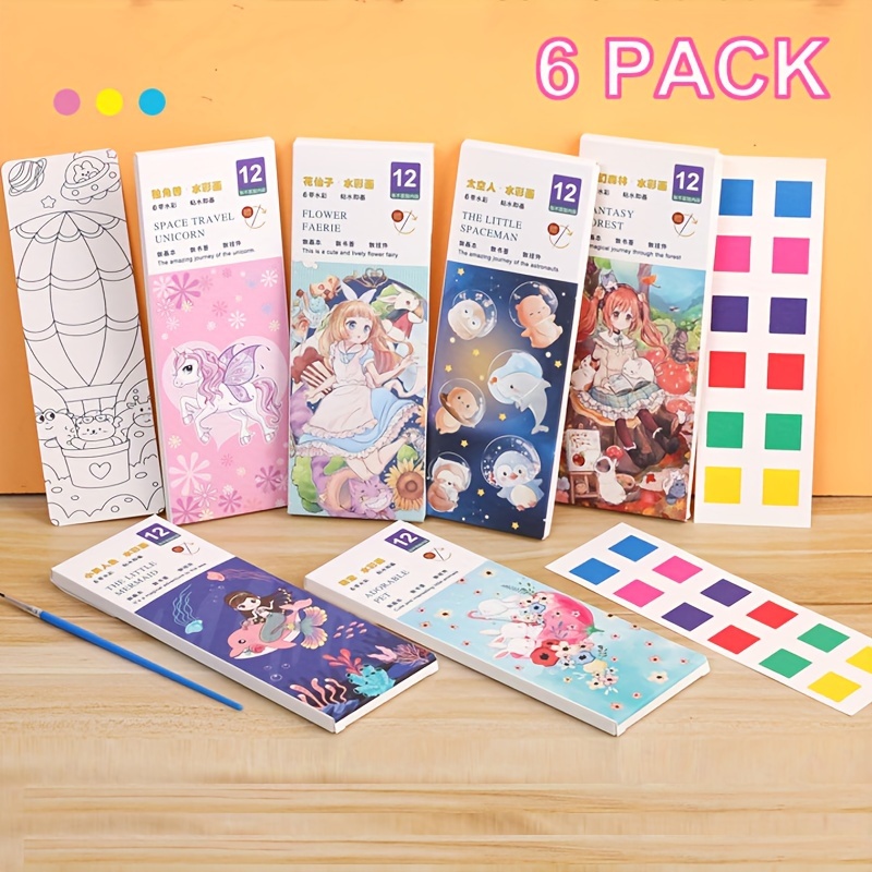 Pocket Watercolor Painting Book, 6Pcs Watercolor Paint Book with