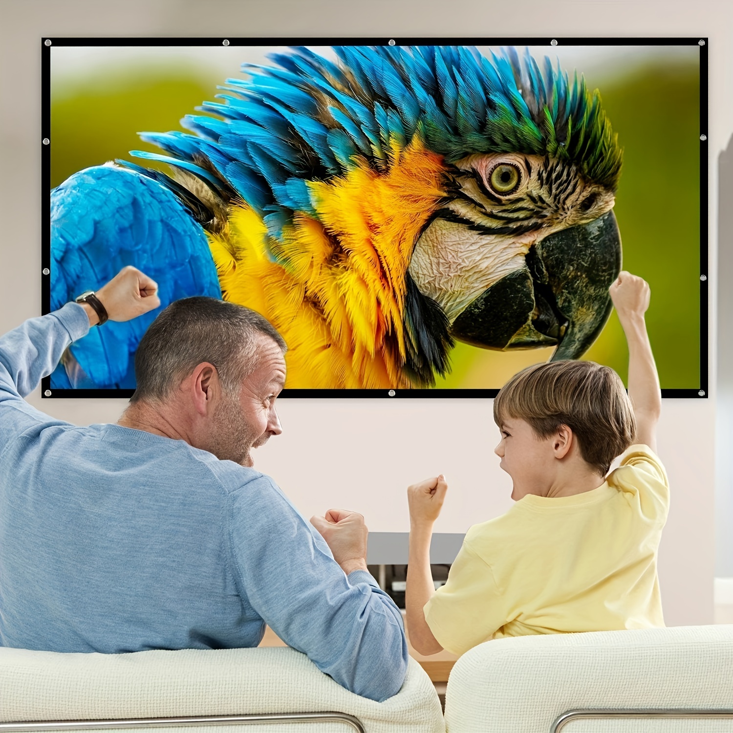 

Large 72"x100" Hd Portable Projector Screen - Vibrant Parrot Illustration, Foldable & Anti-crease, Polyester, Ideal For Home Theater & , Easy Setup