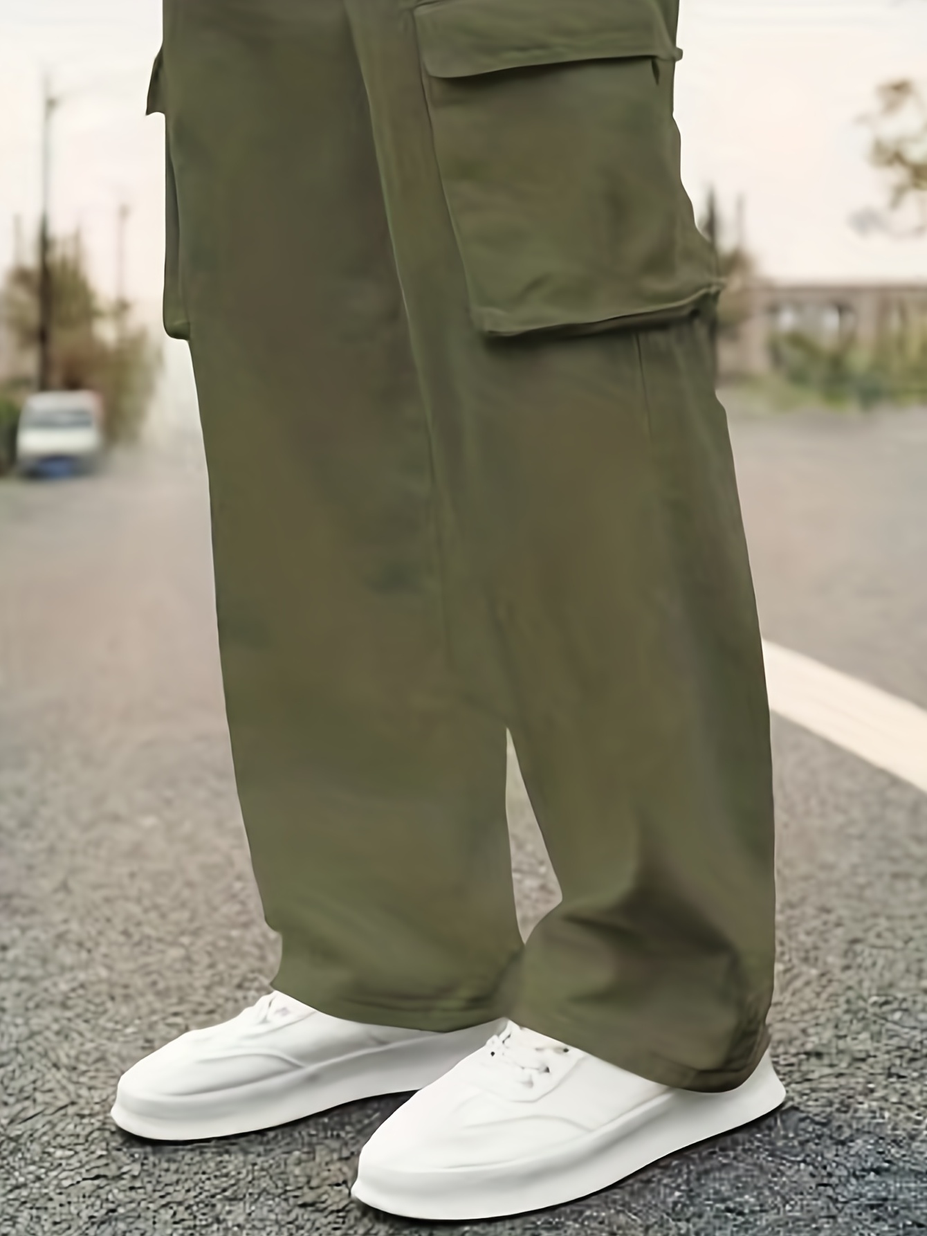 Plus Size Men's Solid Cargo Pants Oversized Joggers - Temu