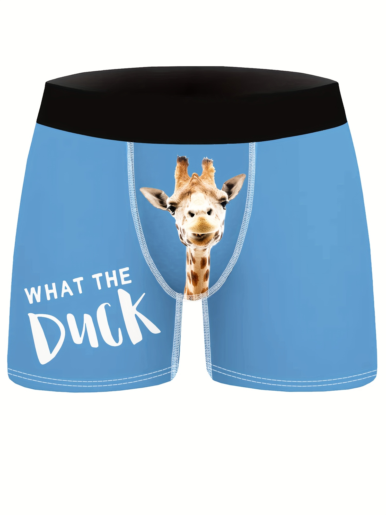 Blue Bottom Giraffe Print Men's Underwear, Blue Bottom Giraffe Breathable  Boxer Briefs