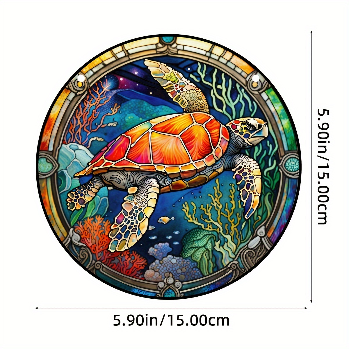 Celestial Turtles Suncatcher Sticker for Window 5.5 X 4.3 White