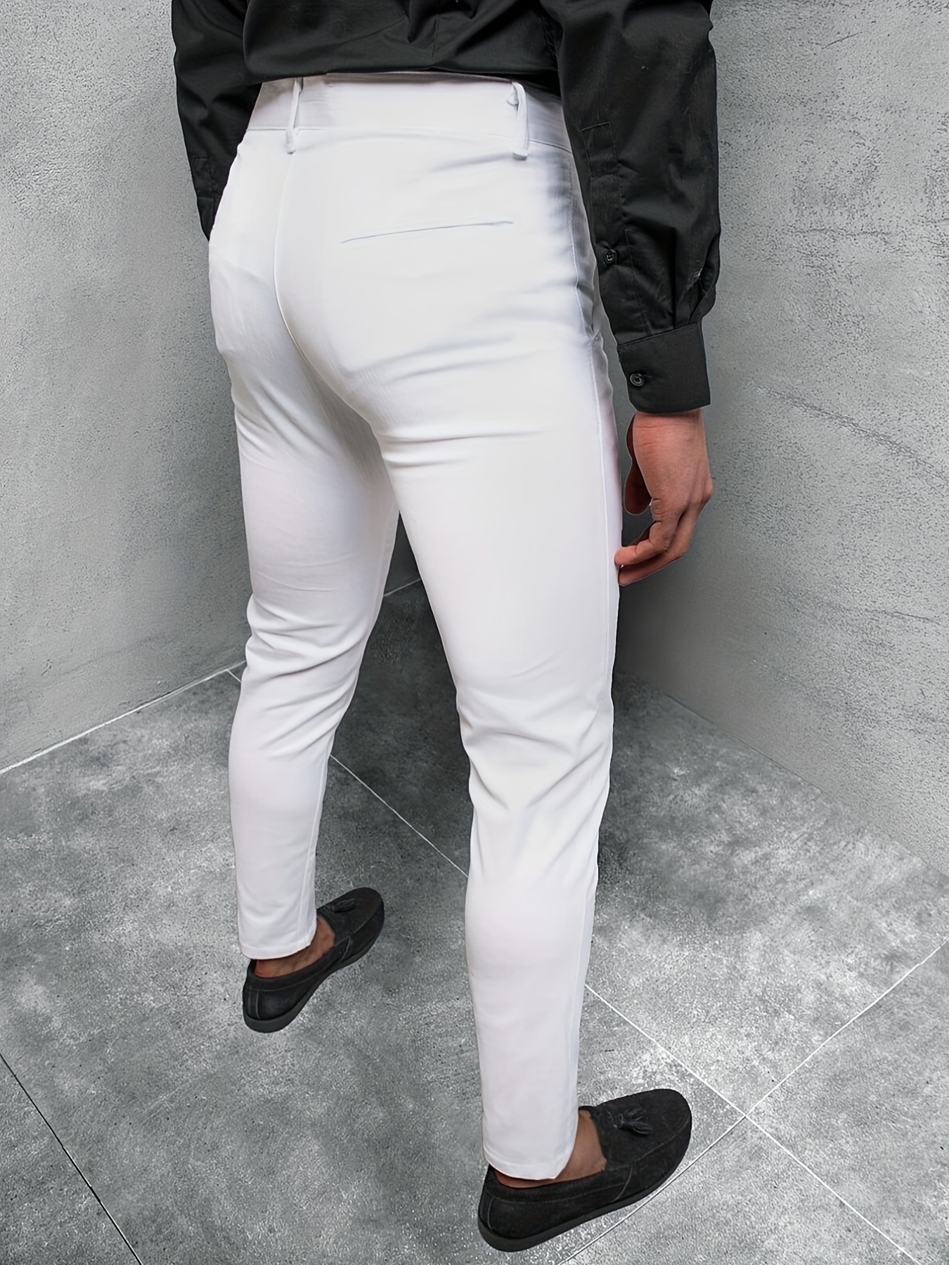 Elegant Slim Fit Slacks Men's Semi formal Vintage Style - Temu Canada