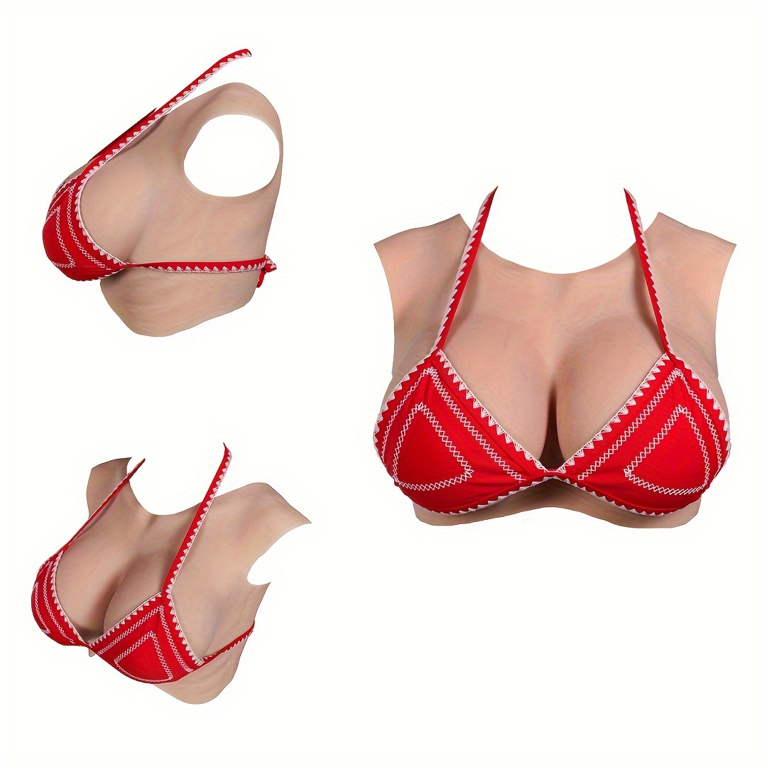 Silicone Fake Boobs Breast Forms Silicone Breastplate False Breasts Hollow  Back for Crossdresser Drag Queen Cosplay(Size:G Cup,Color:Color 1)