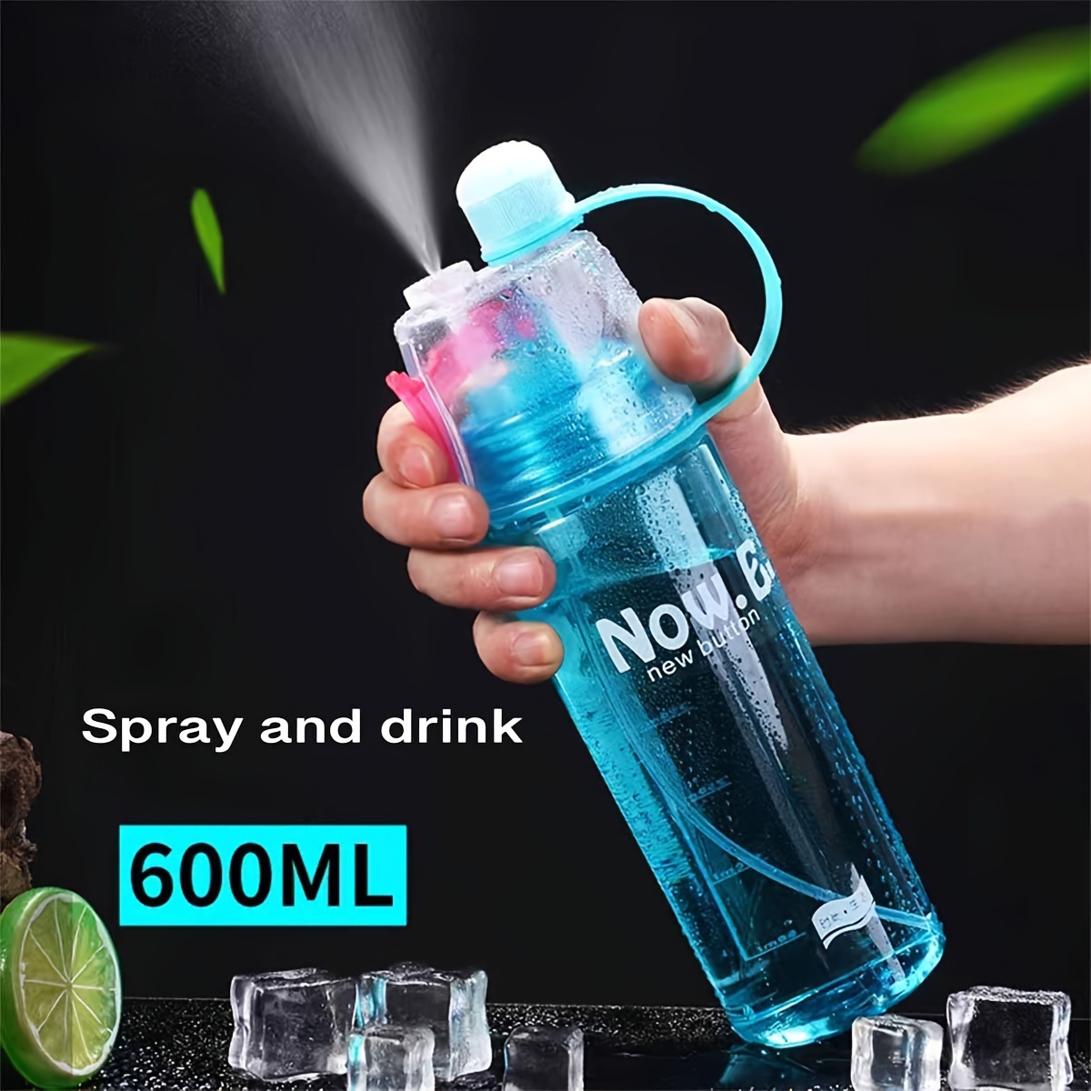 

1pc Sports Spray Cup, Outdoor Plastic Water Bottle 600ml