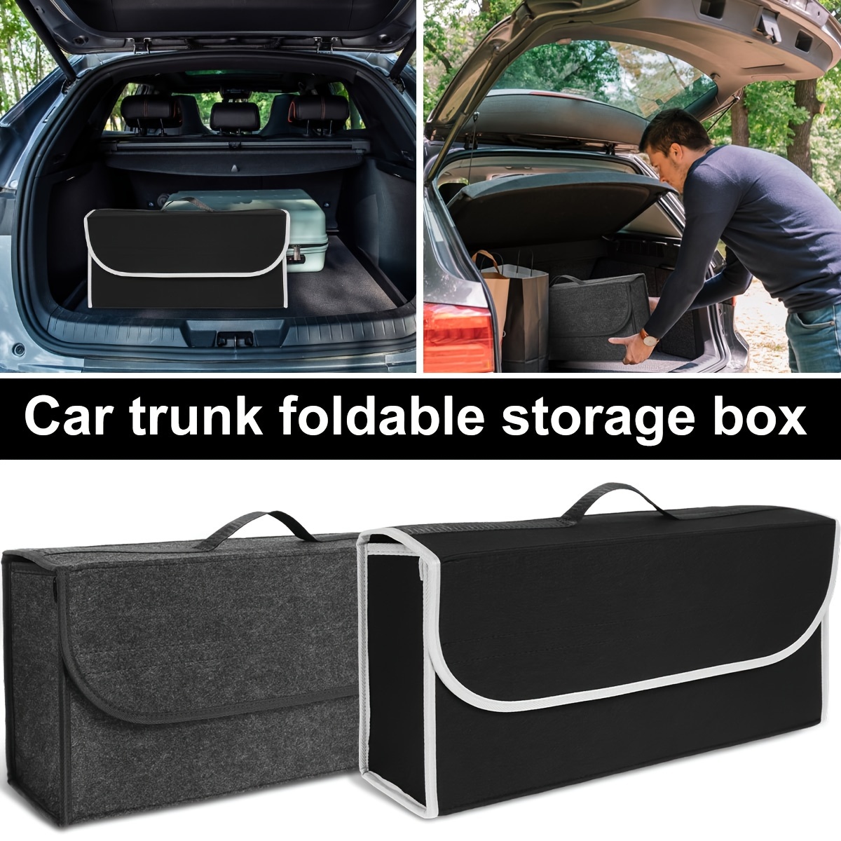 Bolsa de almacenamiento de gran capacidad para coche, organizador de  maletero de coche, caja de almacenamiento de fieltro suave, bolso de  almacenamiento de herramientas