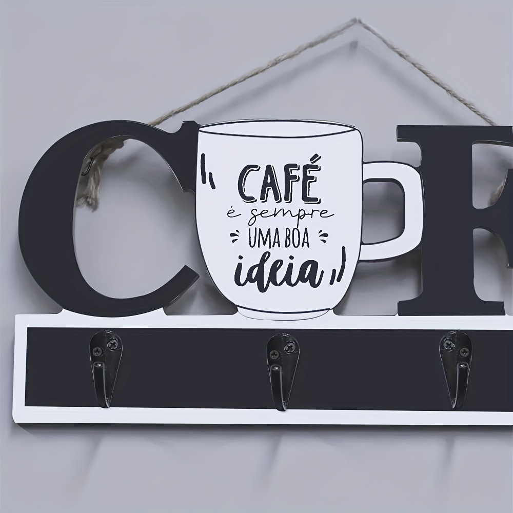 Coffee Cup Mug Rack / Four Cup Holder / Metal Wall Hanging