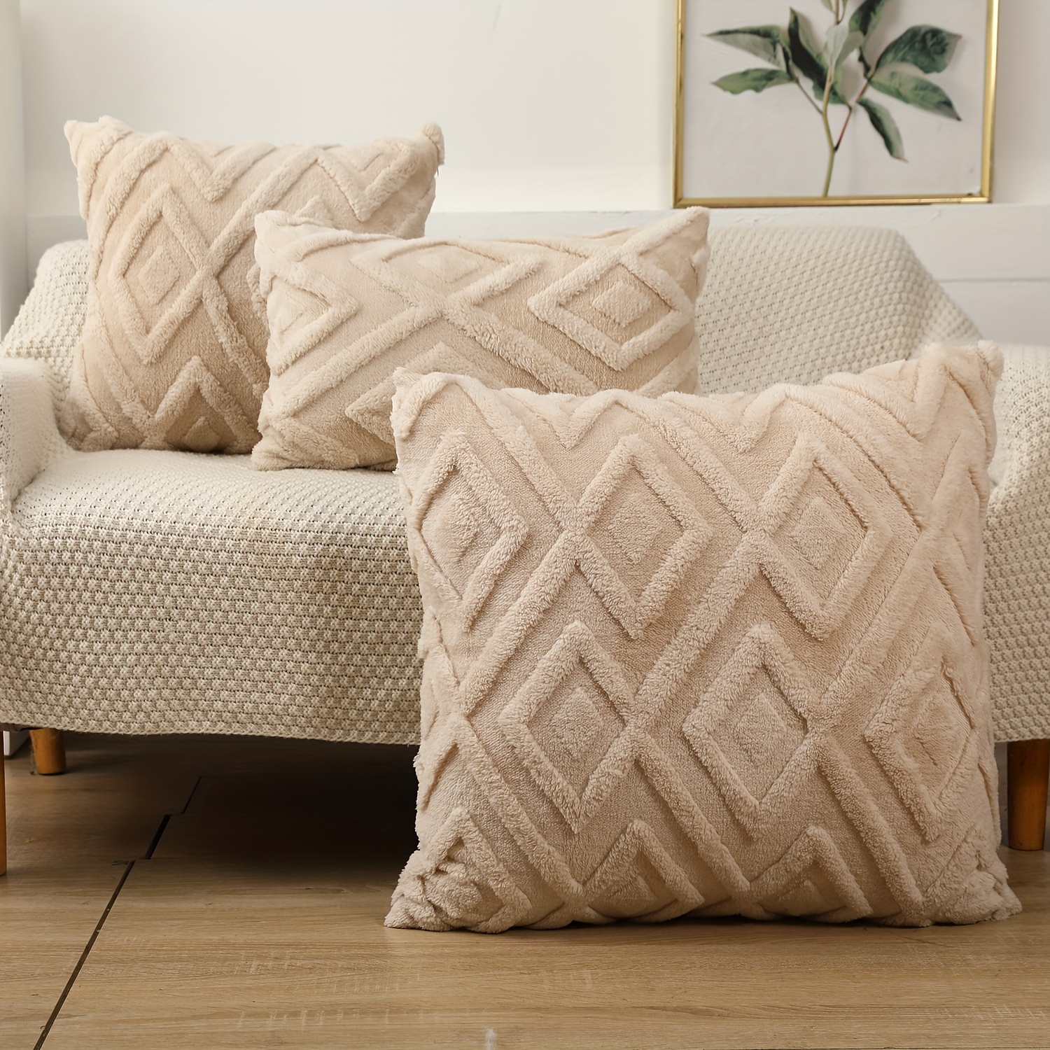 Decorative Velvet Stuffed Cushion Cover For Living Room - Temu