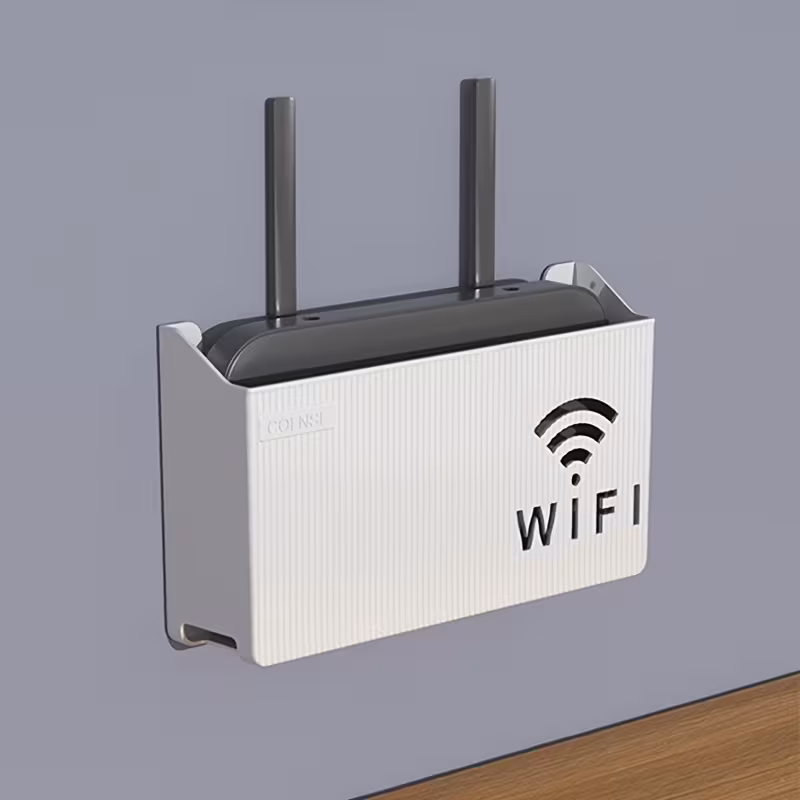 wireless router holder no drill wall mount storage box polished multi purpose organizer for home office utility hooks Product details 3