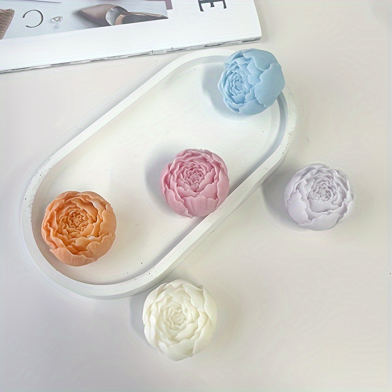 6Pcs 3D Flower Silicone Molds Set, Bloom Rose Silicone Molds for Soap Making  ,Peony Molds for Handmade Chocolate, Cupcake, Dessert Decoration (6Pcs A)