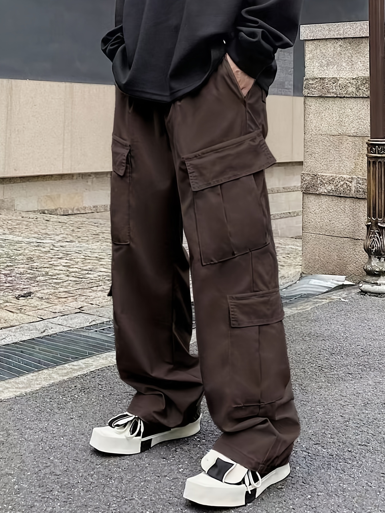 Men Casual Overalls Cargo Pants Loose Trousers with Pockets Streetwear  Outdoor
