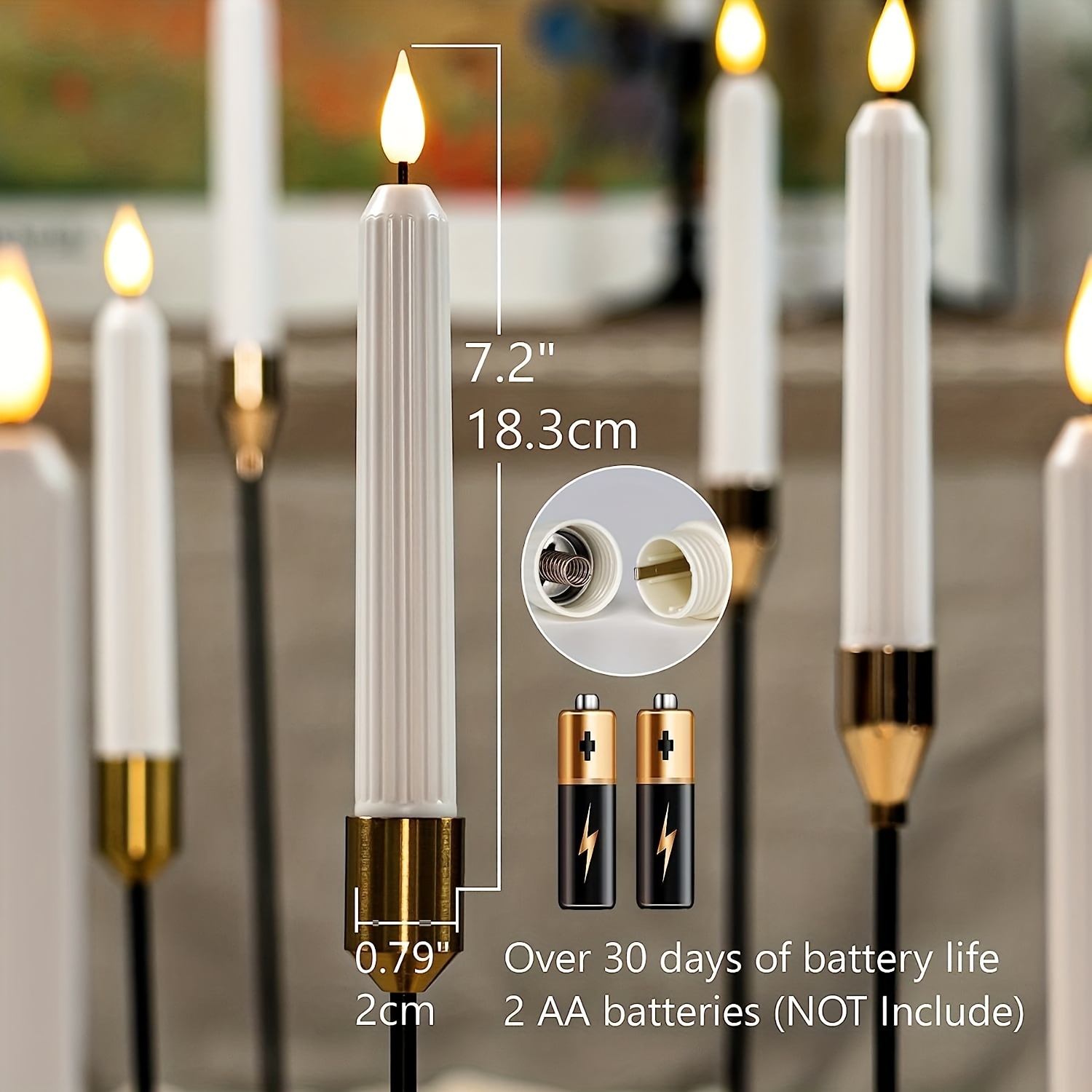 Battery Operated Flameless Flickering Hanging Up Taper - Temu