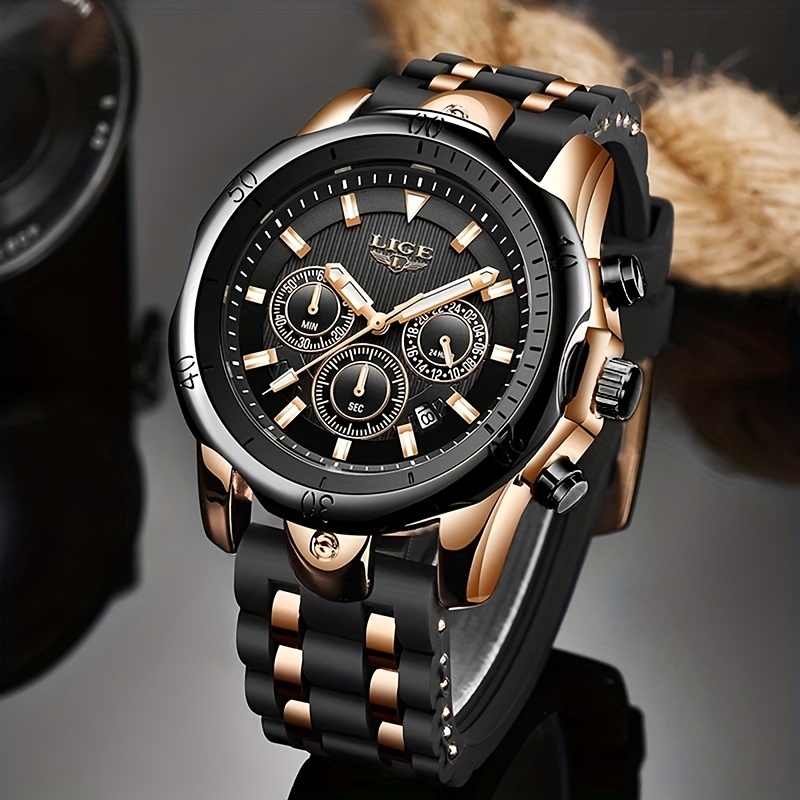 Relojes deportivos militares para hombre, reloj de pulsera analógico de  cuarzo, correa de cuero, calendario de fecha, reloj de pulsera.