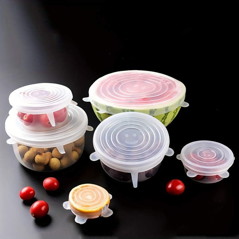 6pcs/set Silicone Stretch Lids, Sealed-bowl Covers, Dust-proof Food Fresh  Keeping Wrap, Microwave And Refrigerator Safe Fresh-keeping Film