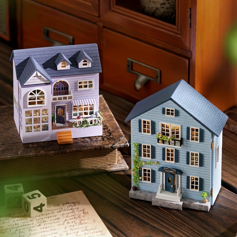 ROBOTIME Doll house 1:24 DIY 3D Wooden Dollhouse Miniature Building Kit W/  LED