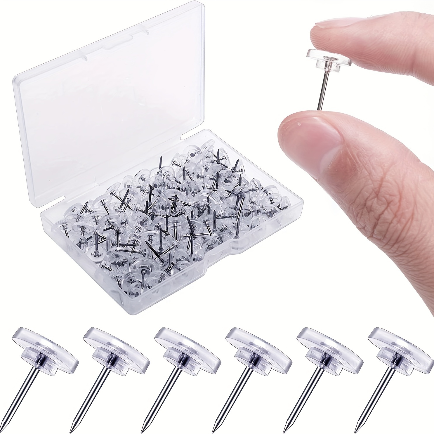 Push Pin Hooks clear Thumb Tacks Plastic Heads Pin Tacks - Temu
