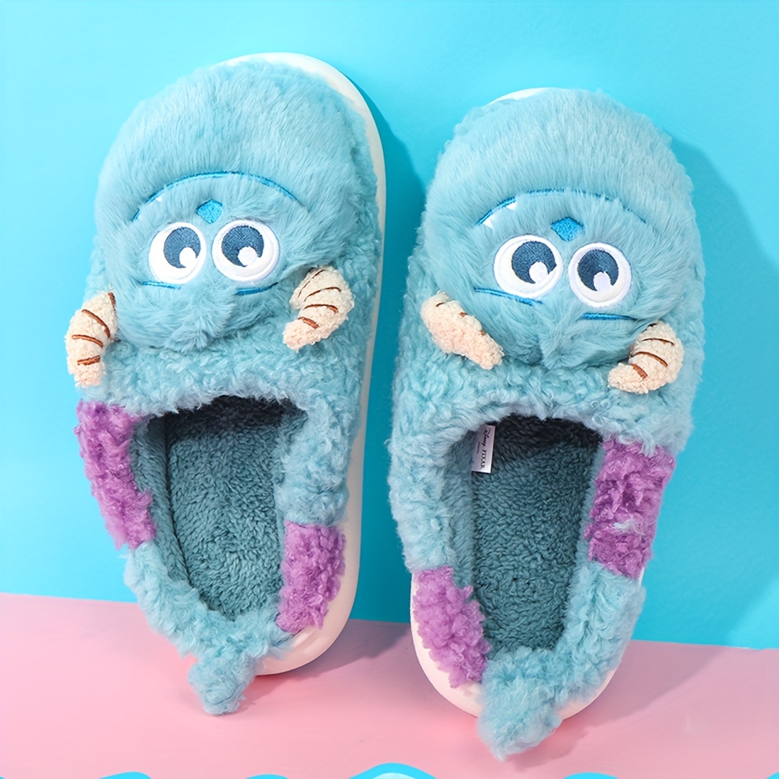 Miniso Sullivan Novelty Slippers, Kawaii Plush Closed Warm & Indoor Non Slip Fluffy Slippers - Temu