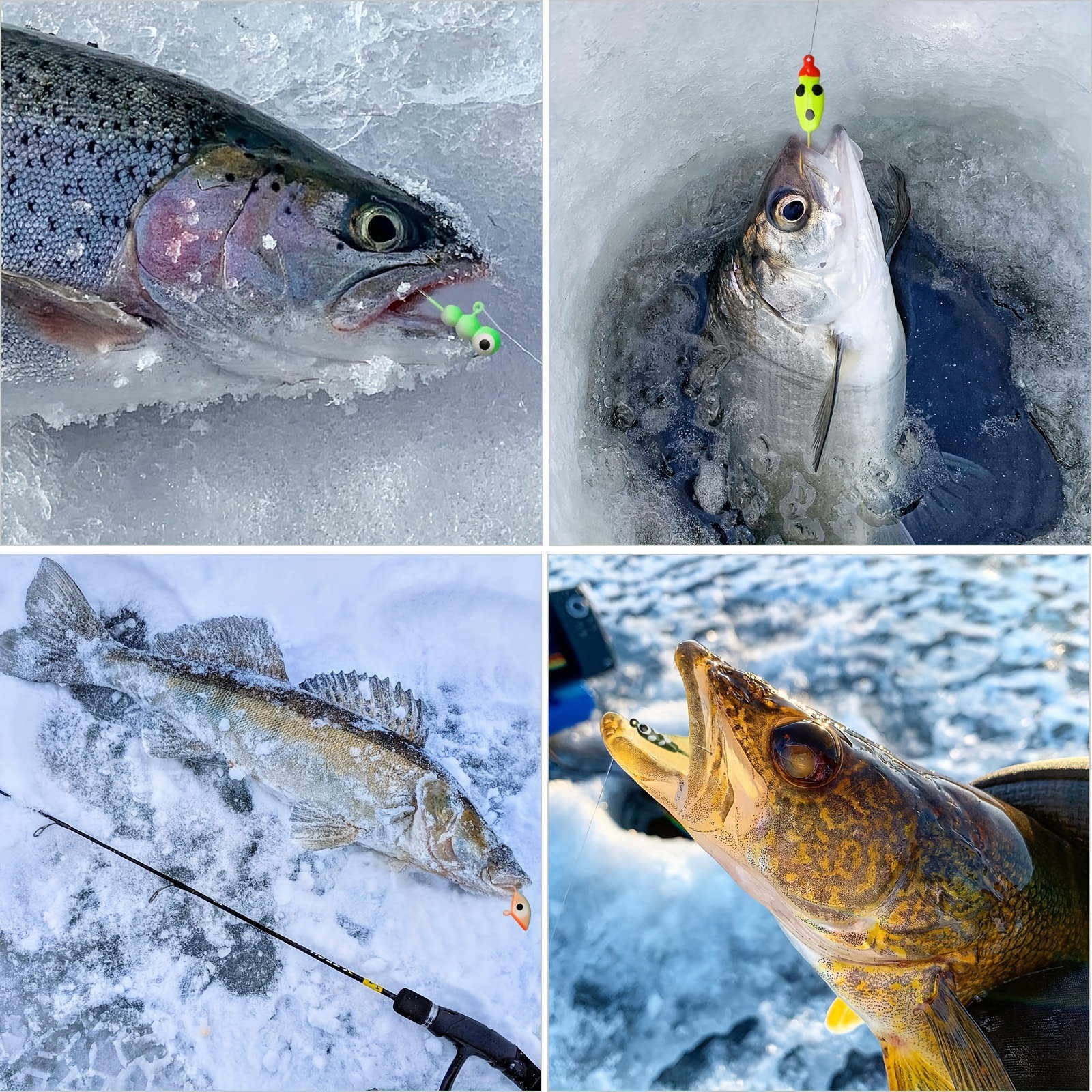 40Pcs/set Ice Fishing Lure Ice Fishing Jig Head Hook Ice Fishing  Accessories Glow in the Dark Ice Fishing Jigs