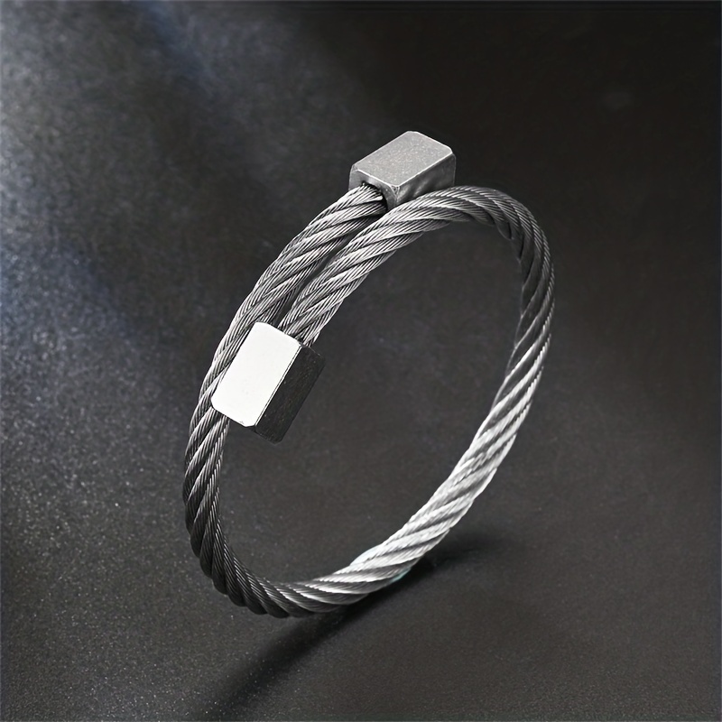 Men's Titanium Steel Hip Hop Street Wire Twist Square Open - Temu Ireland