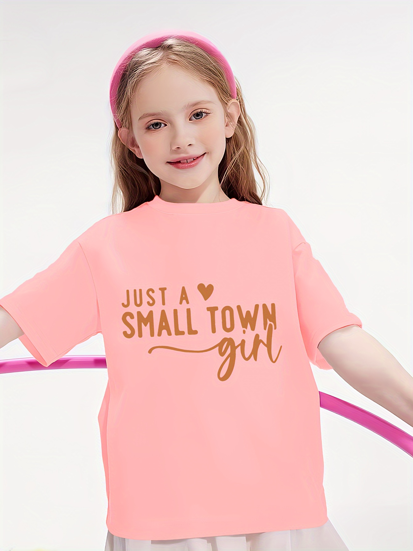 Cotton T shirt A Small Town Girl Graphic Versatile 95% Girls - Temu ...