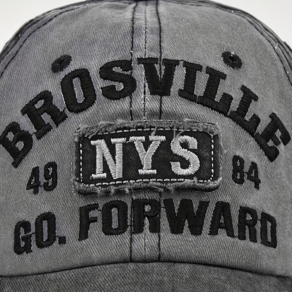 NYS Embroidery Baseball Cap Washed Distressed Sunscreen Sports Hat