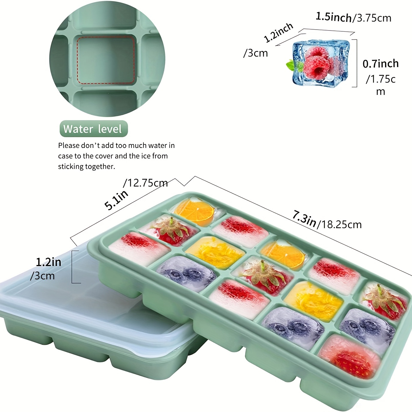 2 Pack Silicone stackable Ice Cube Trays, Reusable Flexible Silicone Ice  Cube Trays with Spill-Resistant Removable Lids, Easy Release Ice Maker Tray  