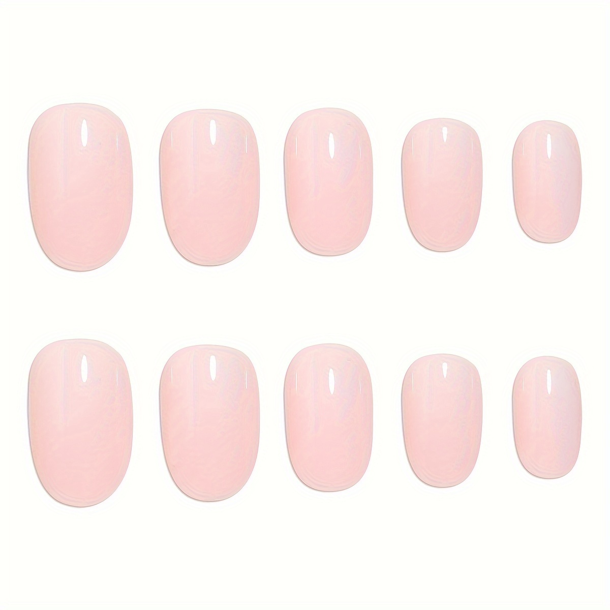 24pcs mid length oval shape press on nails solid color fake nail full cover nails for women details 16