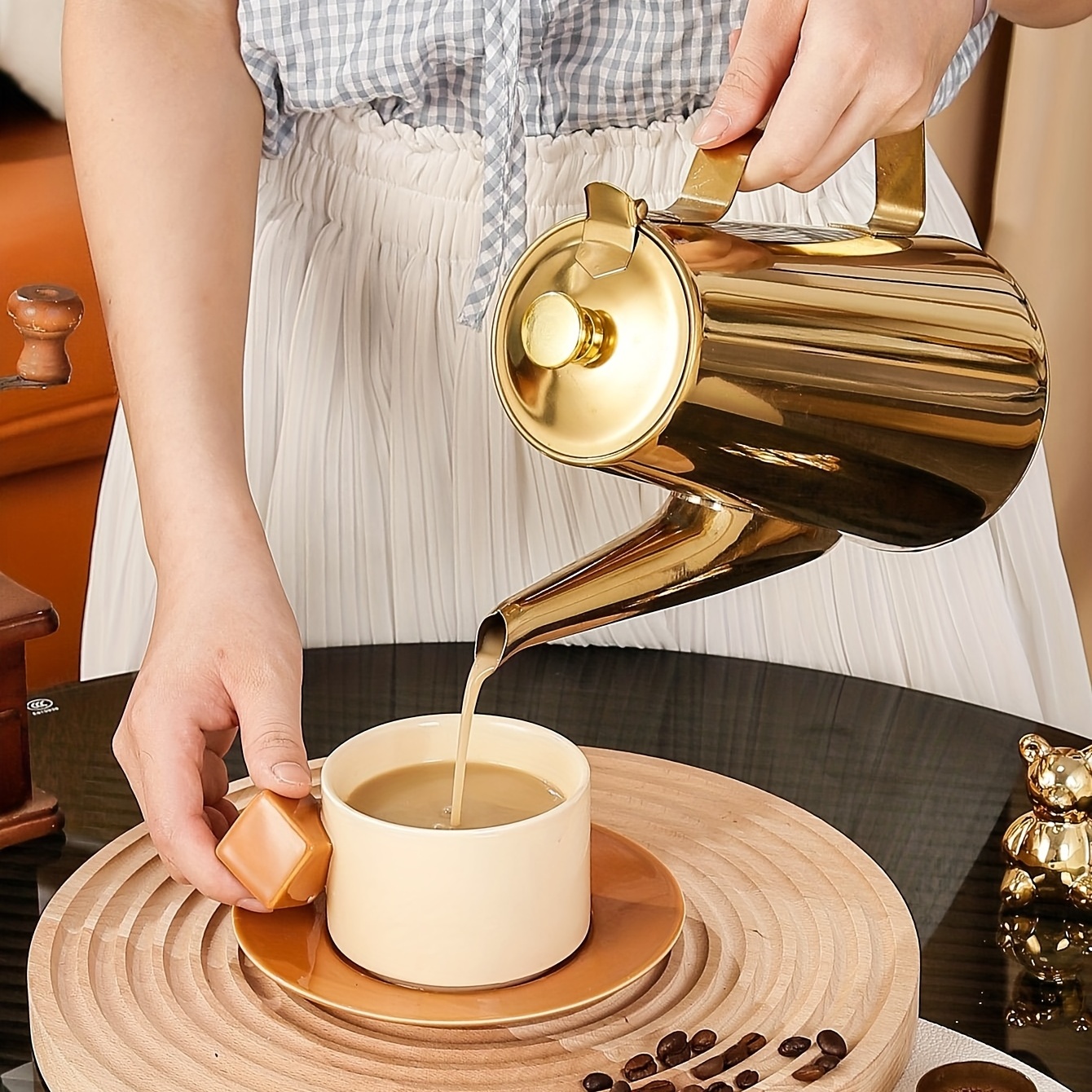 Cafetera prensadora 2 tazas dorada