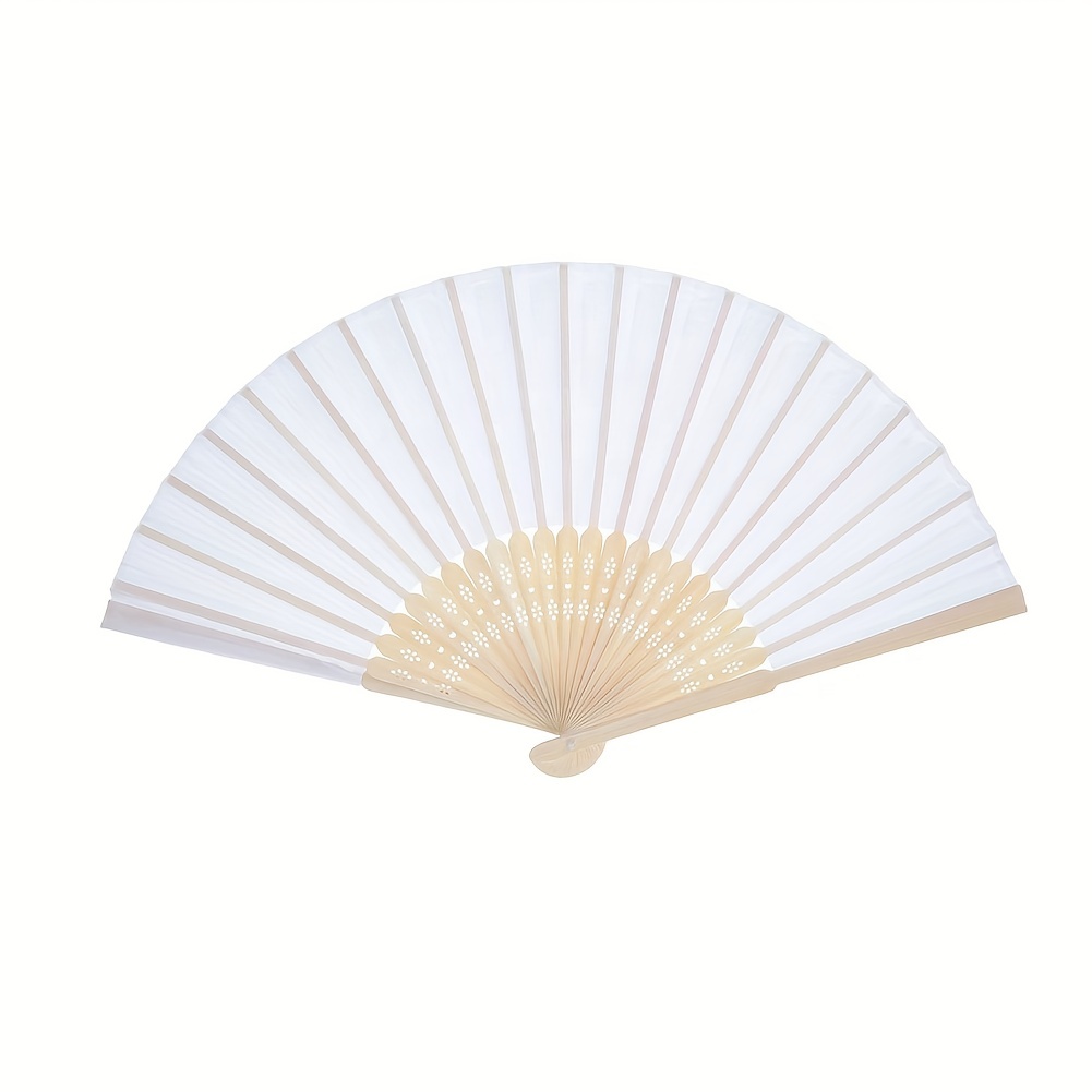 Aodaer 30 Pieces Paper Folding Fans Bamboo Handheld Fans Paper Folded Fans  for Wedding Gift, Party Favors, DIY, Home Decoration, White