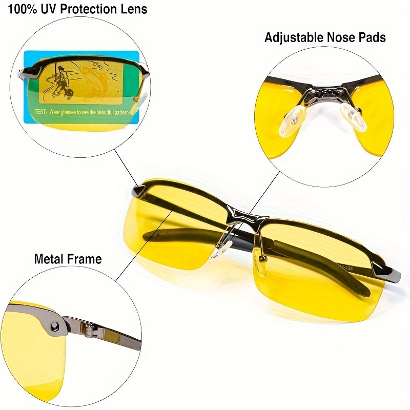 Night Vision Yellow Lens Driving Polarized Sunglasses, For Men Women  Outdoor Sports Driving Fishing Supply Photo Prop - Jewelry & Accessories -  Temu Canada