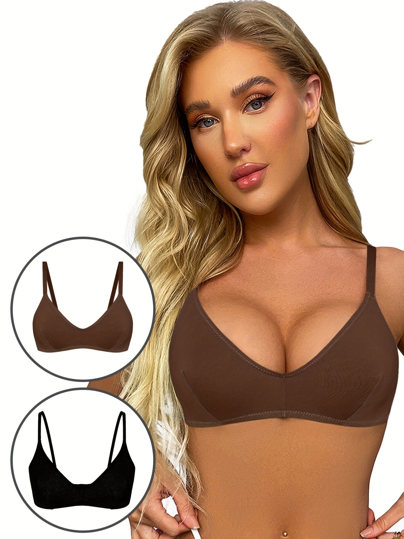 Triangle Cups Padless Bras Breathable Comfy Elastic - Temu United