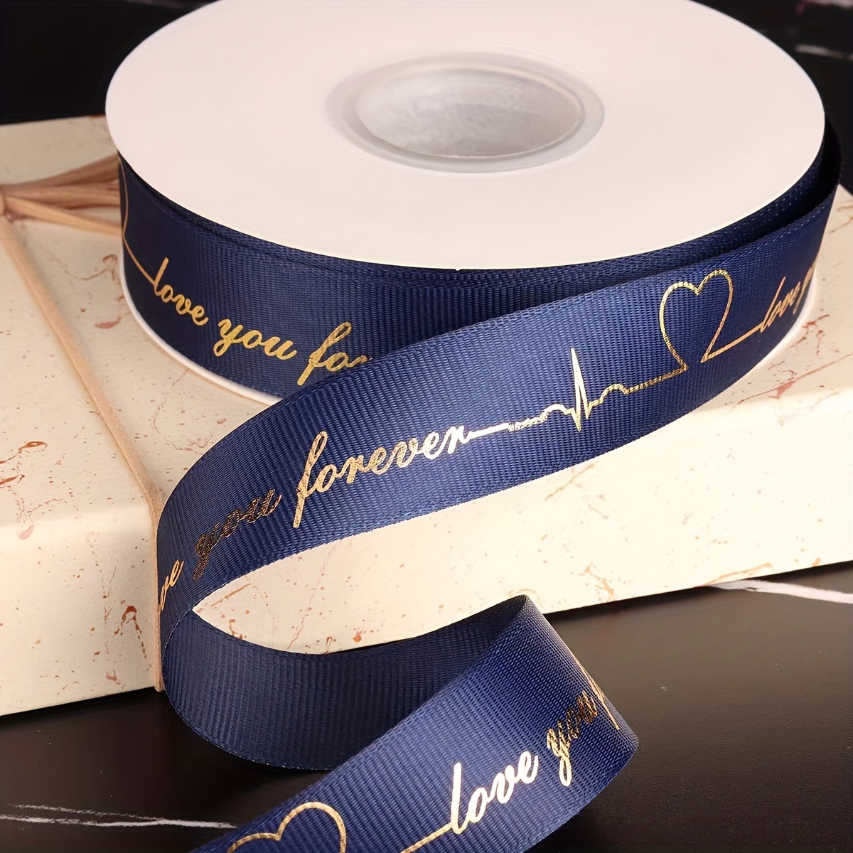 Thread Tape Printed Word Tape Heart Style Bronzing Ribbon Flower Gift  Packaging Ribbon, Ribbons For Bouquets, Flower Wrapping Paper, Craft  Supplies Clearance, Fabric, Handmade Wedding Bouquets Material - Temu