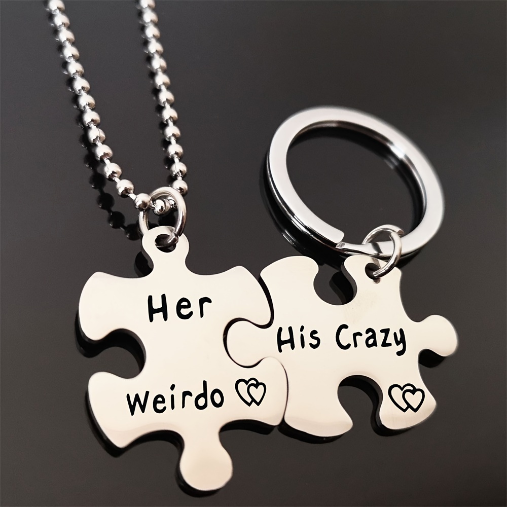 Couple Keychain Stainless Steel Keyring Backpack Pendant Gift