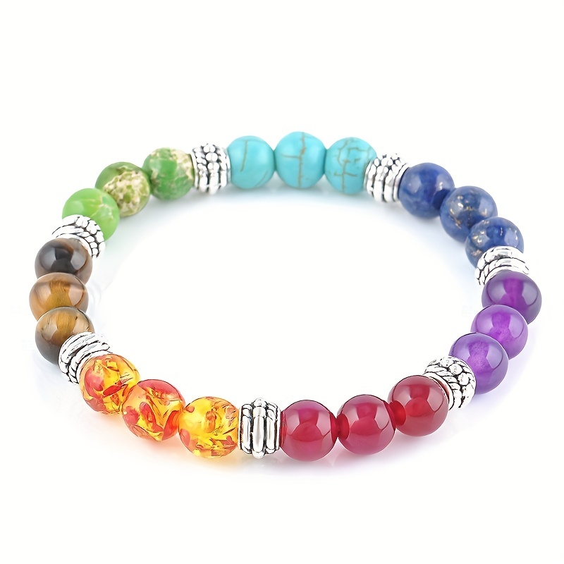 7 Chakra Gemstone Beads Necklace & Bracelet Set for Yoga Balancing