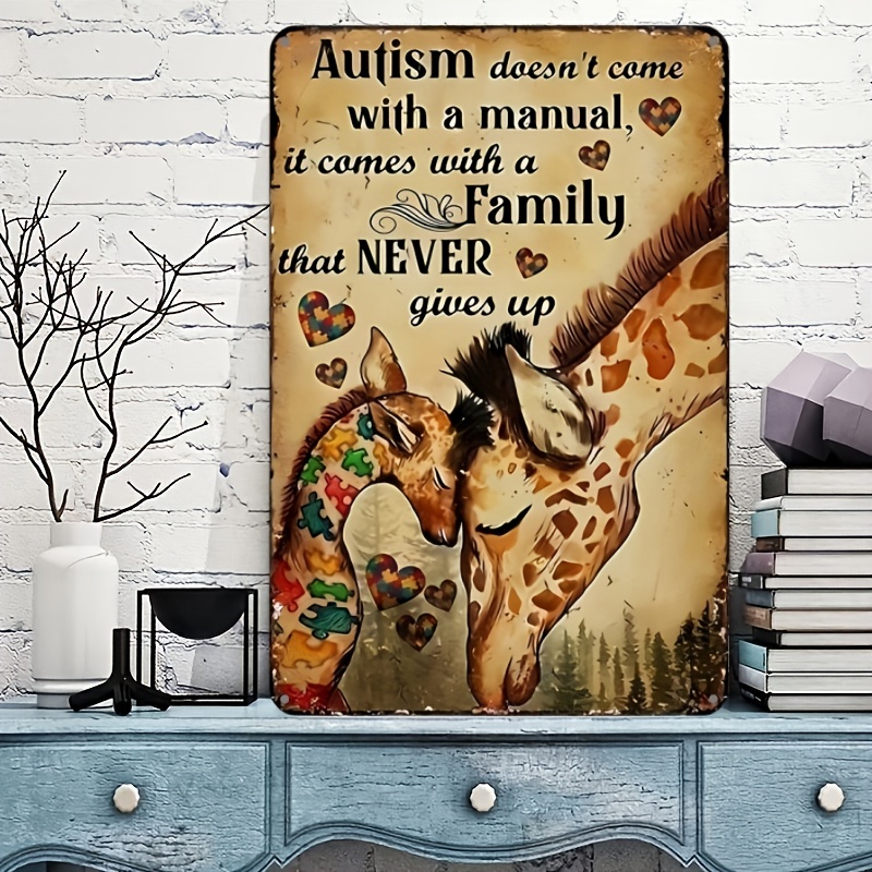 Elephant Autism Poster Autism Awareness tin sign Art Elephant And  Sunflowers Decor Autism Puzzle Piece Wall Art Autism Mom Decor Novelty  Retro Metal