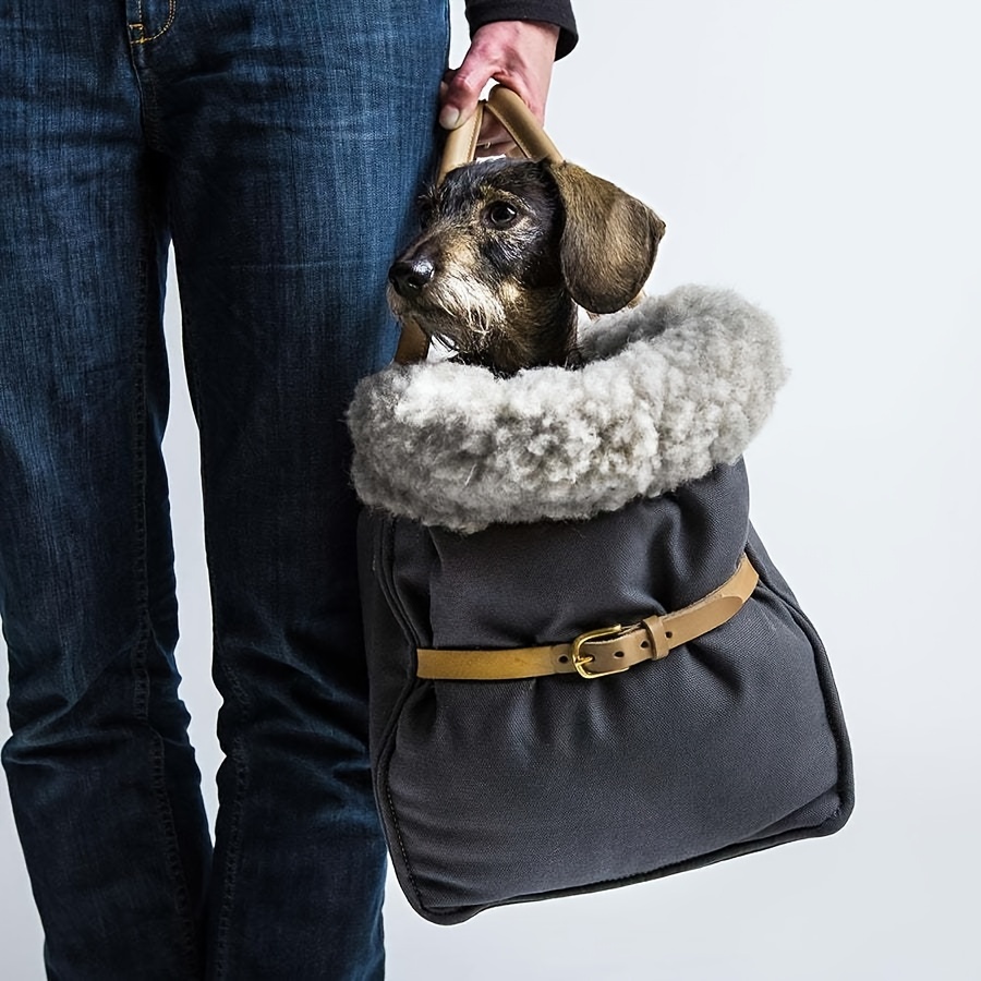 Dog Shoulder Bag Winter, Velvet Dog Carrying Bag