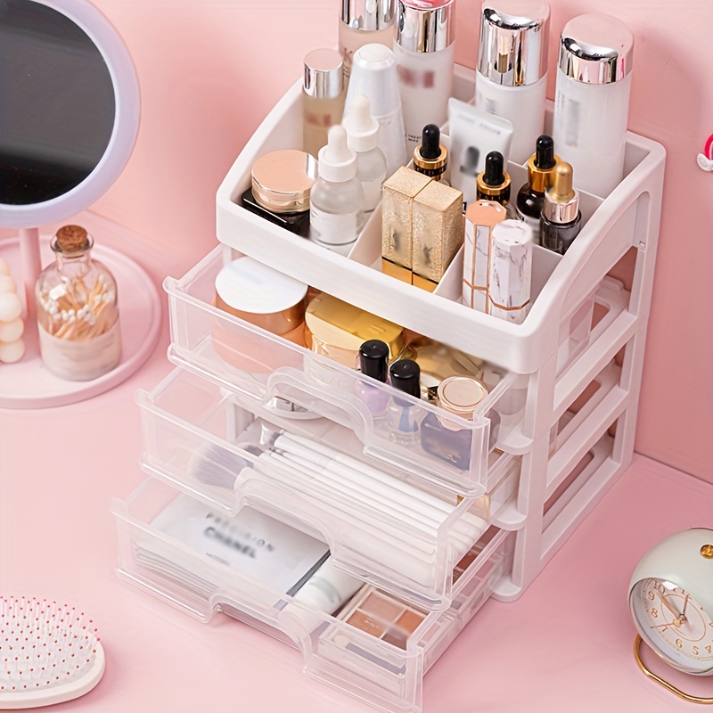 Multi-layer Clear Makeup Organizer With Drawer - Desktop Cosmetic