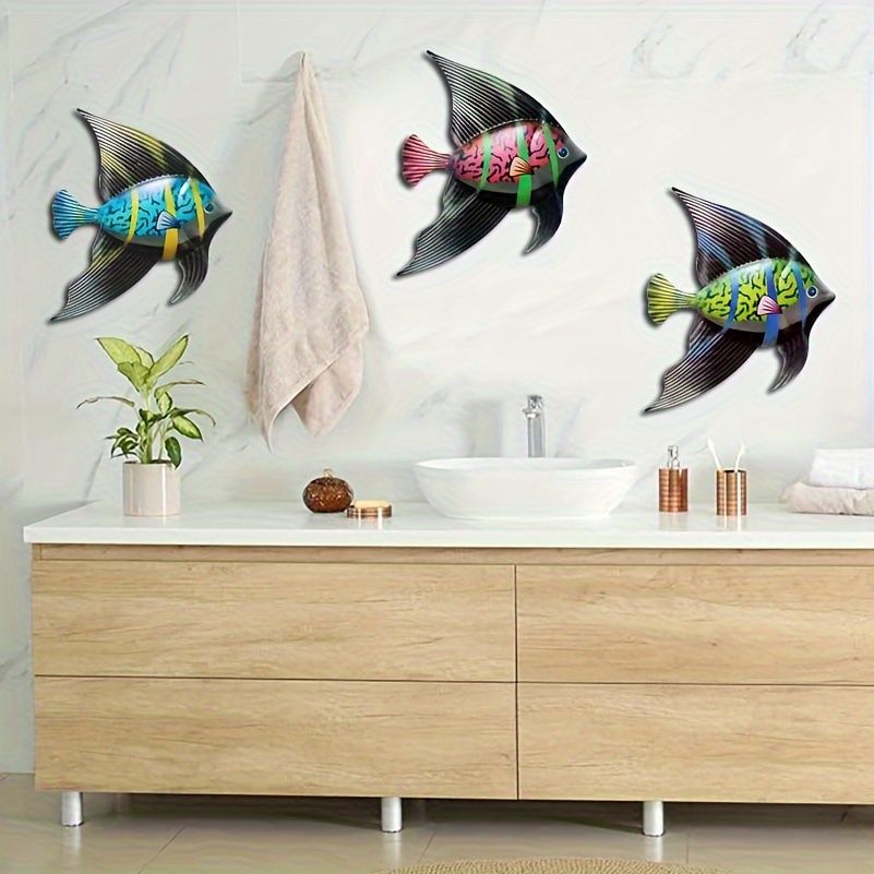 Hand Painted Metal Tropical Fish Toilet Paper Holder, Caribbean Art Work,  Bathroom Decor - 8