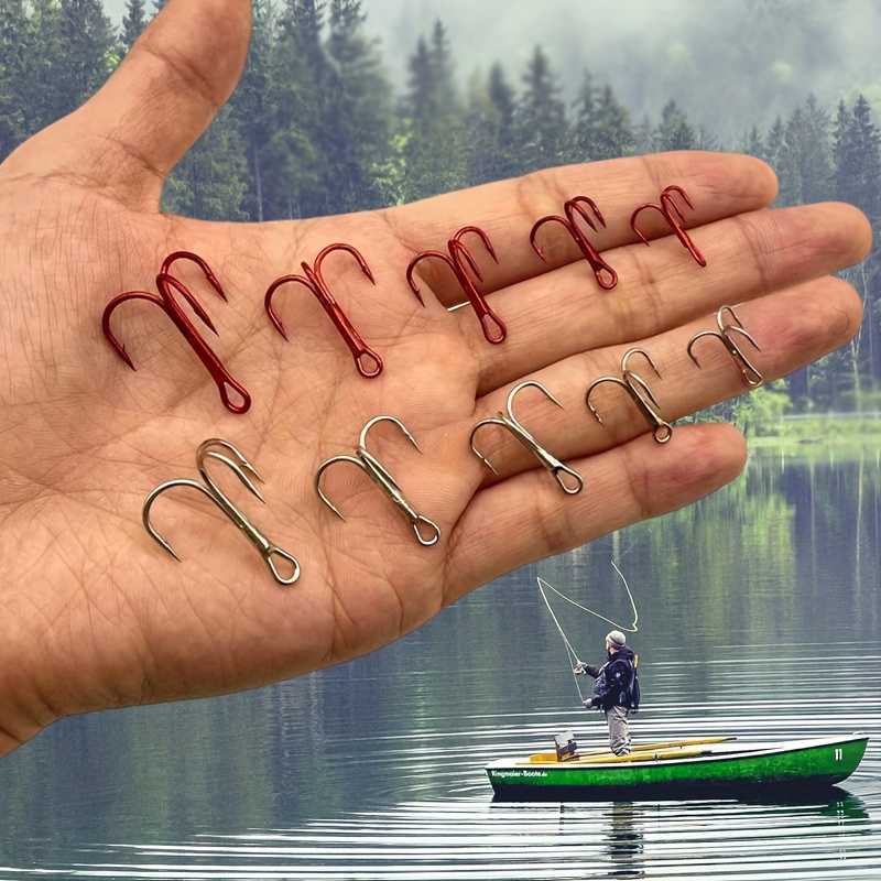 Triple Fishing Hook Set 50pcs/Box Fishing Hook Sharpened Treble