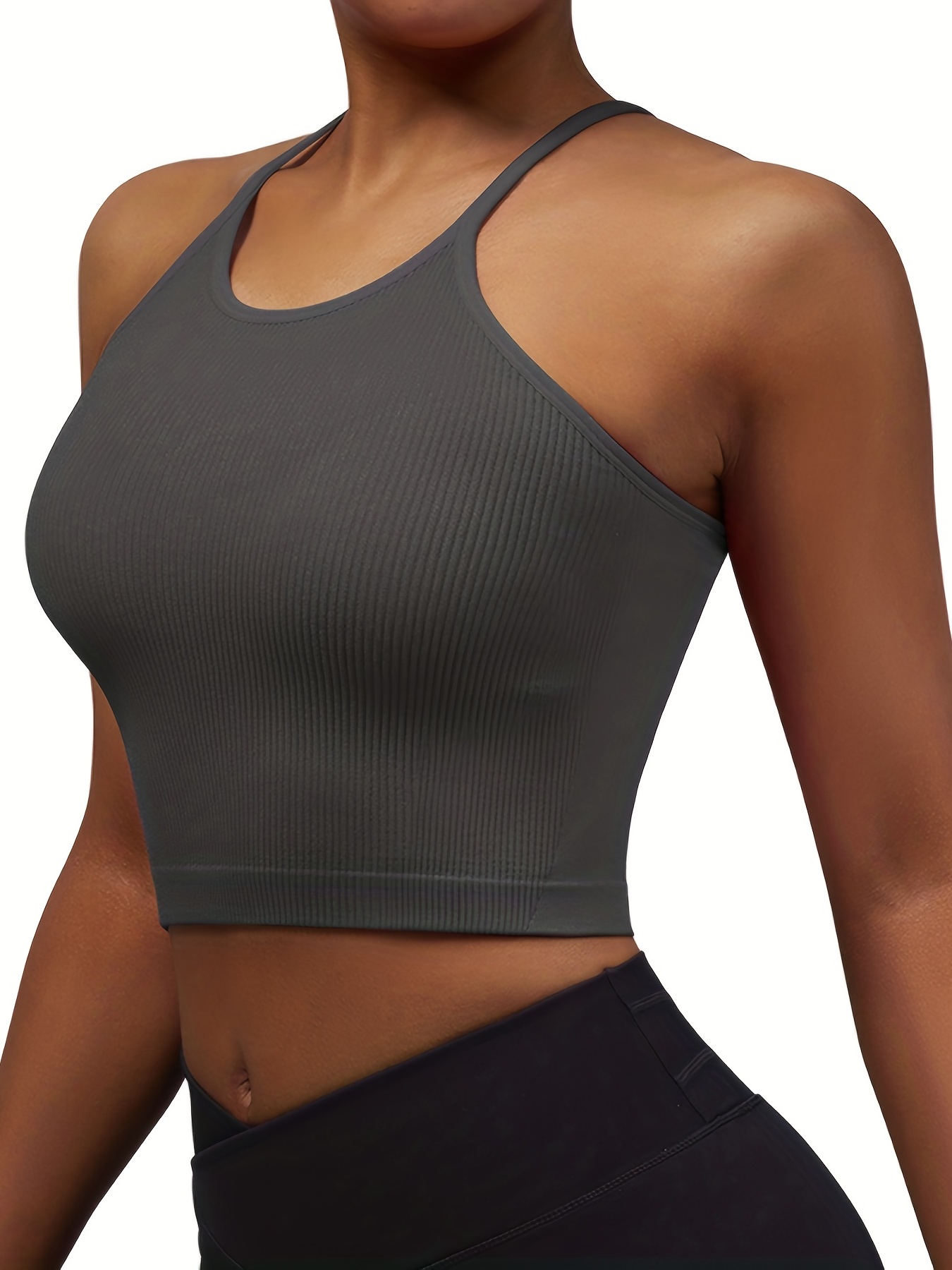 Women Cami Sports Bra Deep V neck Thin Seamless Triangle Cup - Temu