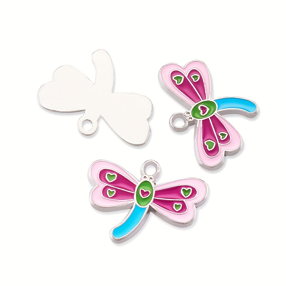 5Pcs Pink Dragonfly Pendants DIY Jewelry Accessories