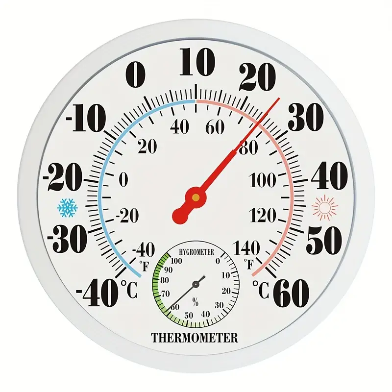1-teiliges Thermometer, Hygrometer, Wandmontiertes Metall, Dekoratives  Großes Hängendes Hygrometer, Rund, Schön, Verwendet Für Lager, Krankenhaus