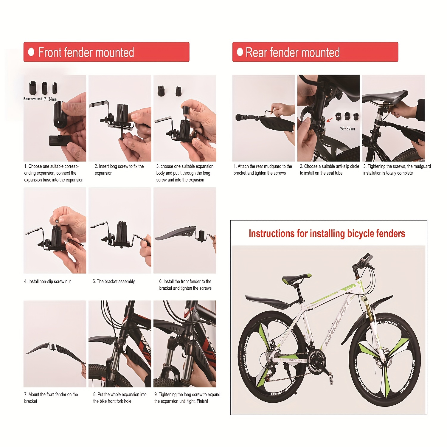 2 teiliges Fahrrad schutzblech set Kunststoff mountainbike - Temu