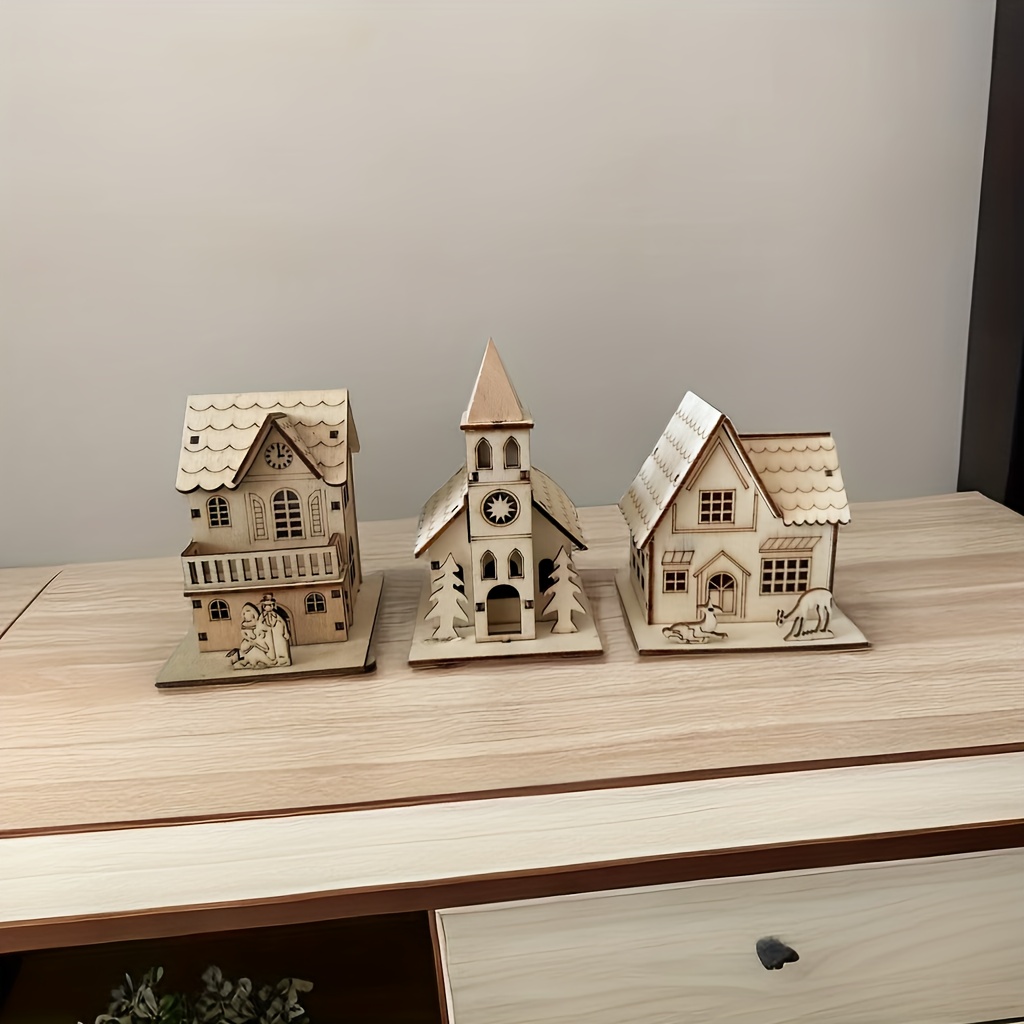 Set De 3 Maquetas 3D De Madera Para Armar – Casas Estilo Vintage, Manualidades DIY Sin Pegamento, Decoración Y Regalo Para Adultos Y Adolescentes