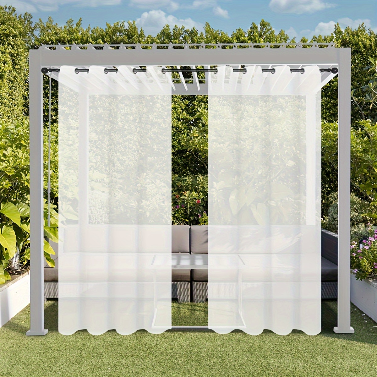 Pérgola - Cortinas laterales impermeables para exteriores, cortinas de PVC,  impermeables, transparentes, lona de plástico con ojales para terrazas