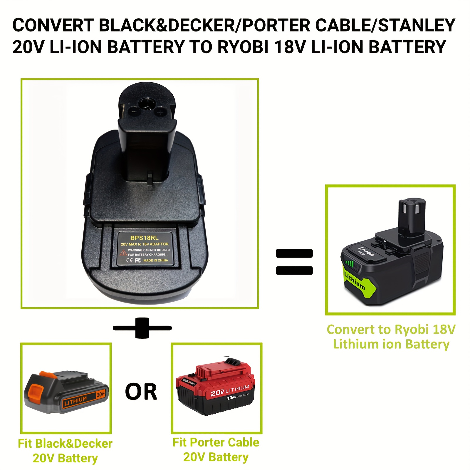 Replacement Black & Decker 20V Li-ion Battery Charger for Black & Decker 20V  Lithium Batteries