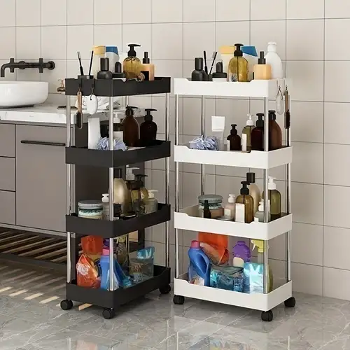 Estante de almacenamiento de cocina de 3/4 niveles, estantería de baño con  huecos móviles, organizador