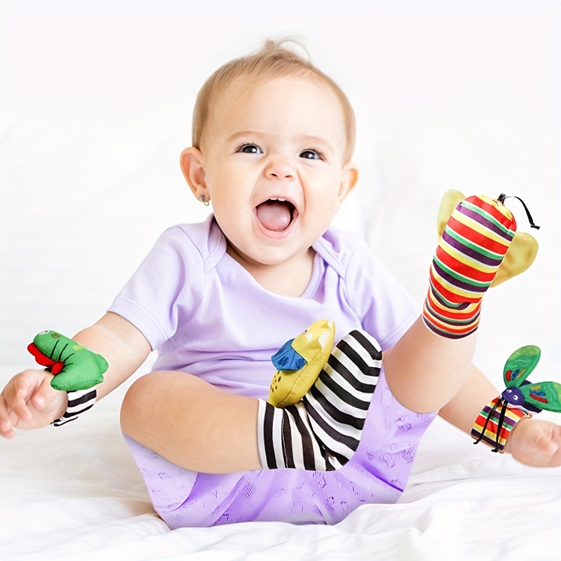 2pcs Calcetines de Sonajero para Bebé Juguetes 3-6 a 12 Meses Niña Niño  Juguete de Aprendizaje